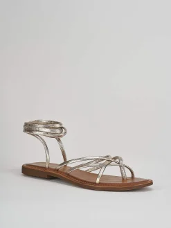 Sandali tacco 1cm pelle oro