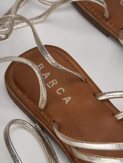 Sandali tacco 1cm pelle oro