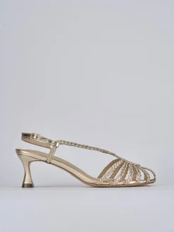 Sandali tacco 5cm pelle oro