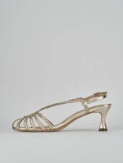 Sandali tacco 5cm pelle oro