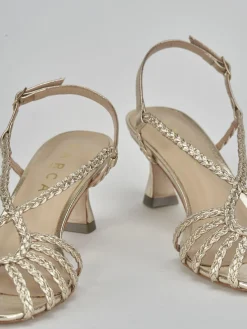 Sandali tacco 5cm pelle oro