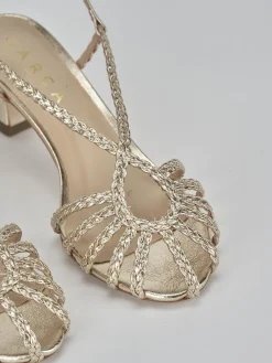 Sandali tacco 5cm pelle oro