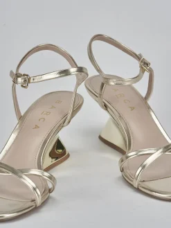 Sandali tacco 5cm pelle oro
