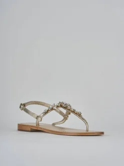 Sandali tacco 1cm pelle oro