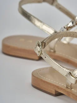 Sandali tacco 1cm pelle oro