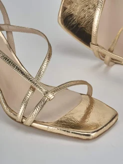 Sandali tacco 10cm pelle oro