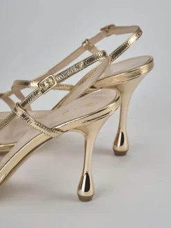 Sandali tacco 10cm pelle oro