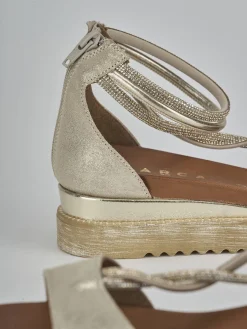 Sandali tacco 2cm pelle oro