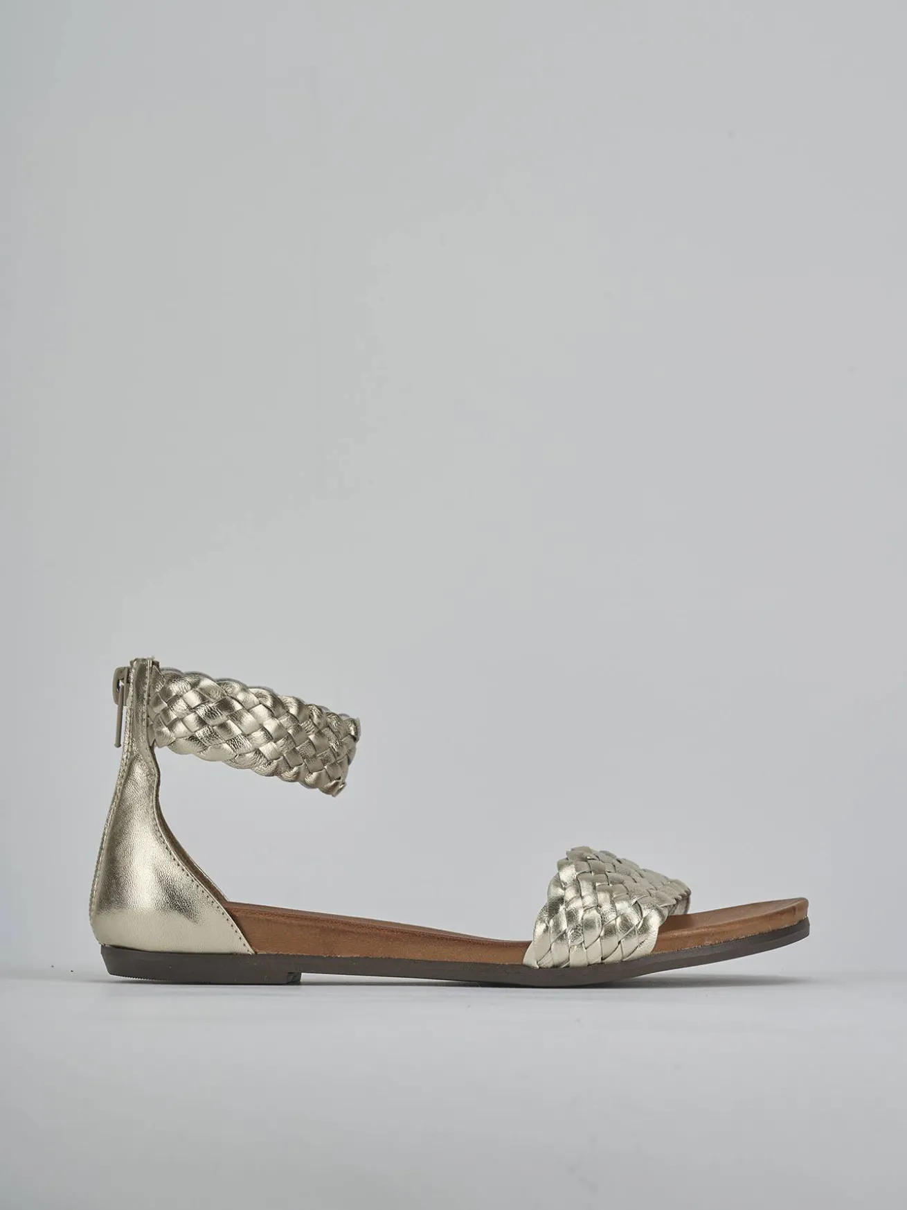 Sandali tacco 2cm pelle oro