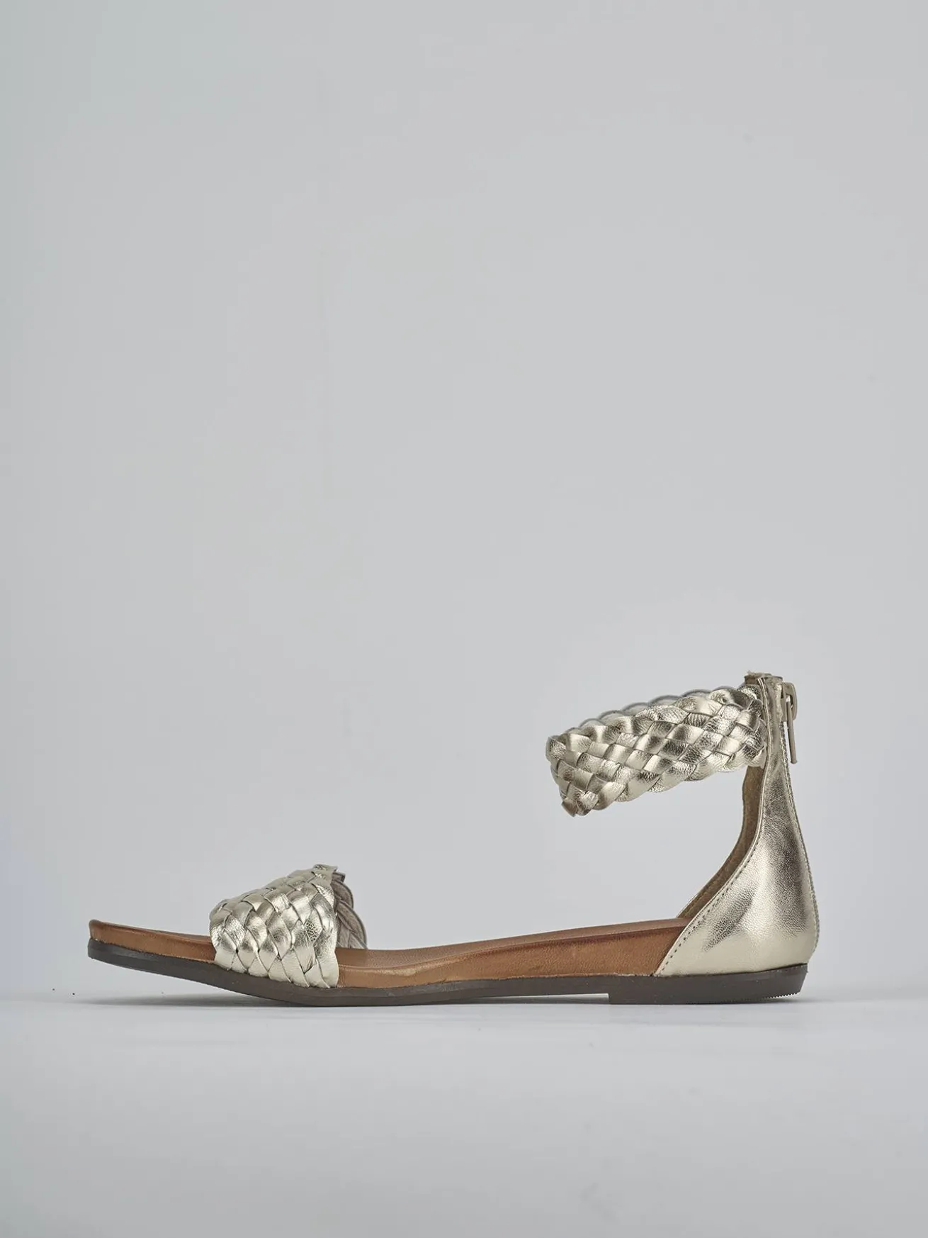 Sandali tacco 2cm pelle oro