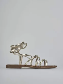 Sandali tacco 1cm pelle oro