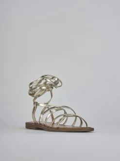 Sandali tacco 1cm pelle oro