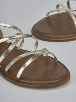 Sandali tacco 1cm pelle oro