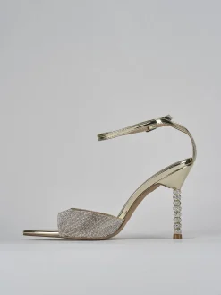 Sandali tacco 9cm pelle oro