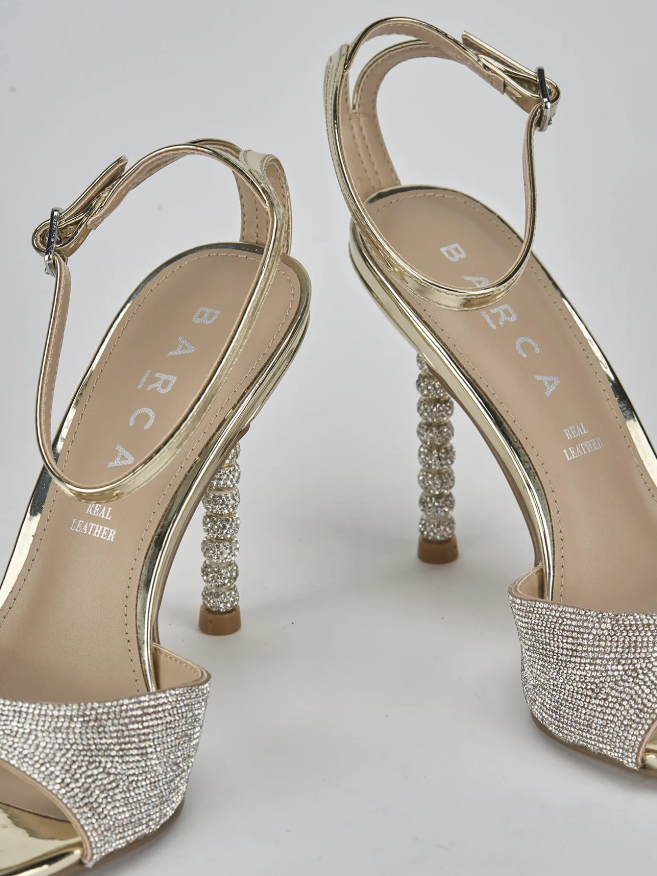 Sandali tacco 9cm pelle oro