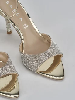 Sandali tacco 9cm pelle oro