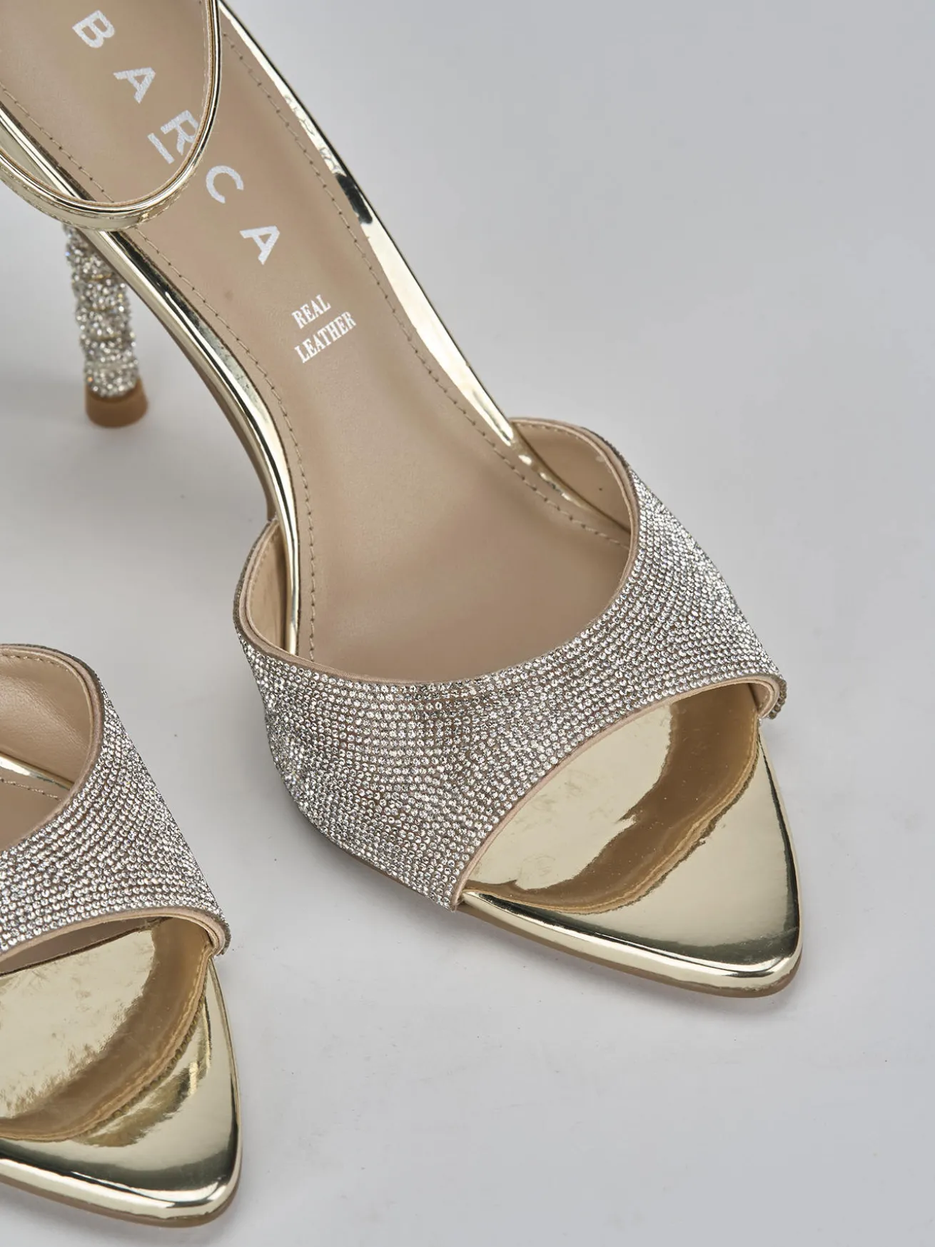 Sandali tacco 9cm pelle oro