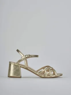 Sandali tacco 5cm pelle oro