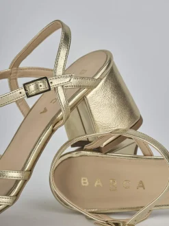 Sandali tacco 5cm pelle oro