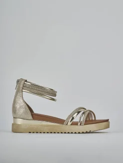 Sandali tacco 3cm pelle oro