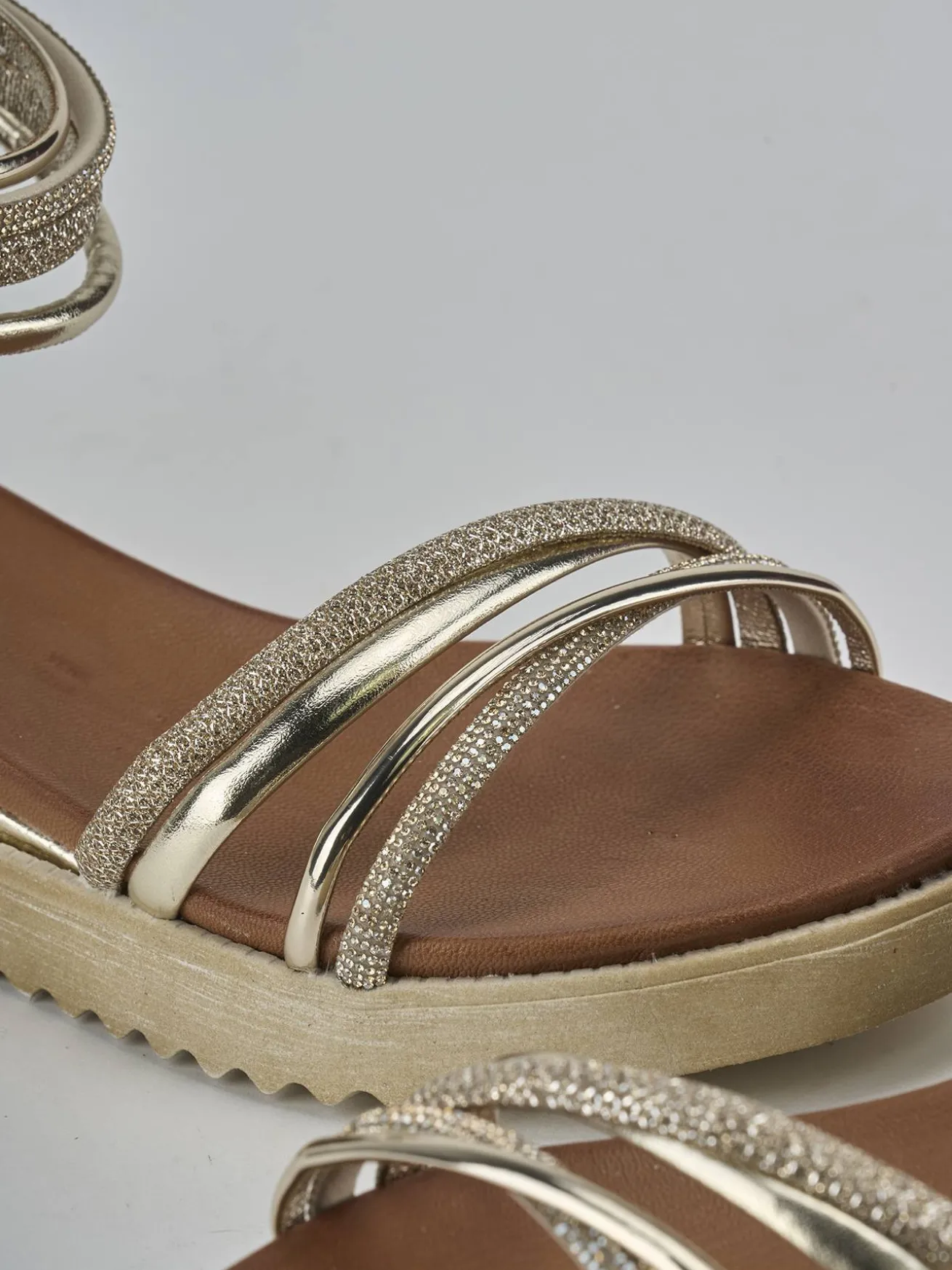 Sandali tacco 3cm pelle oro