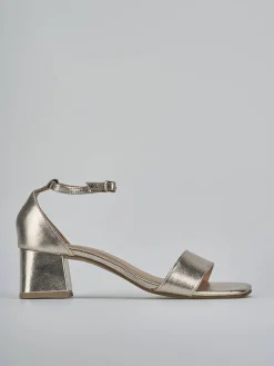 Sandali tacco 5cm pelle oro