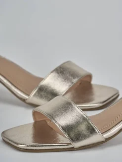 Sandali tacco 5cm pelle oro