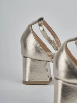 Sandali tacco 5cm pelle oro