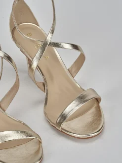Sandali tacco 7cm pelle oro