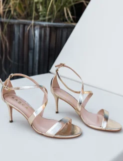 Sandali tacco 7cm pelle oro