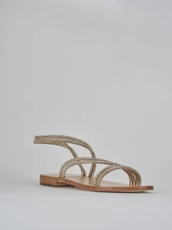 Sandali tacco 1cm pelle oro