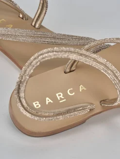 Sandali tacco 1cm pelle oro