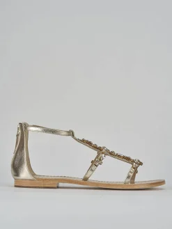 Sandali tacco 1cm pelle oro