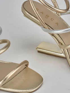 Sandali tacco 9cm pelle oro