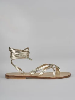 Sandali tacco 1cm pelle oro