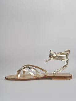 Sandali tacco 1cm pelle oro