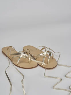 Sandali tacco 1cm pelle oro