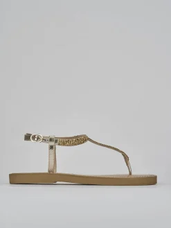 Sandali tacco 1cm pelle oro