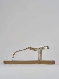 Sandali tacco 1cm pelle oro