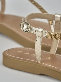 Sandali tacco 1cm pelle oro