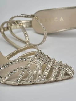 Sandali tacco 8cm pelle oro