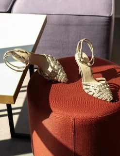 Sandali tacco 8cm pelle oro