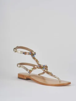 Sandali tacco 1cm pelle oro