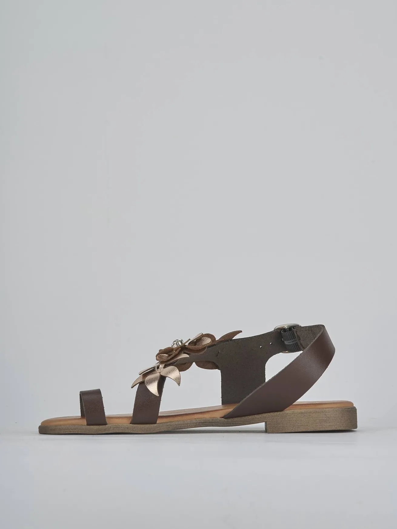 Sandali tacco 1cm pelle rame