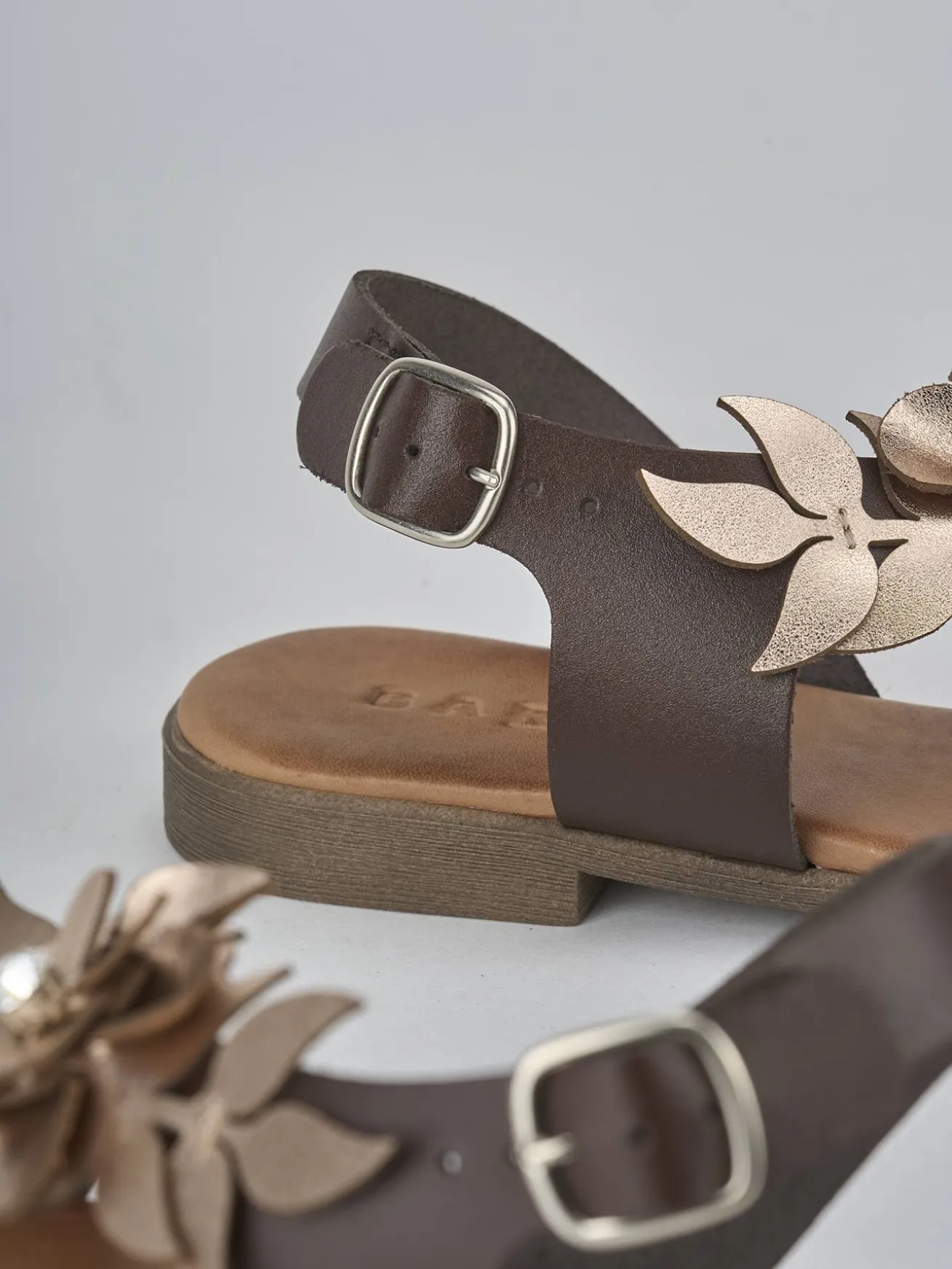 Sandali tacco 1cm pelle rame