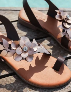 Sandali tacco 1cm pelle rame