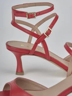 Sandali tacco 5cm pelle rosso
