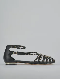 Sandali tacco 2cm pelle sostenibile nero