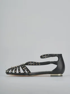 Sandali tacco 2cm pelle sostenibile nero