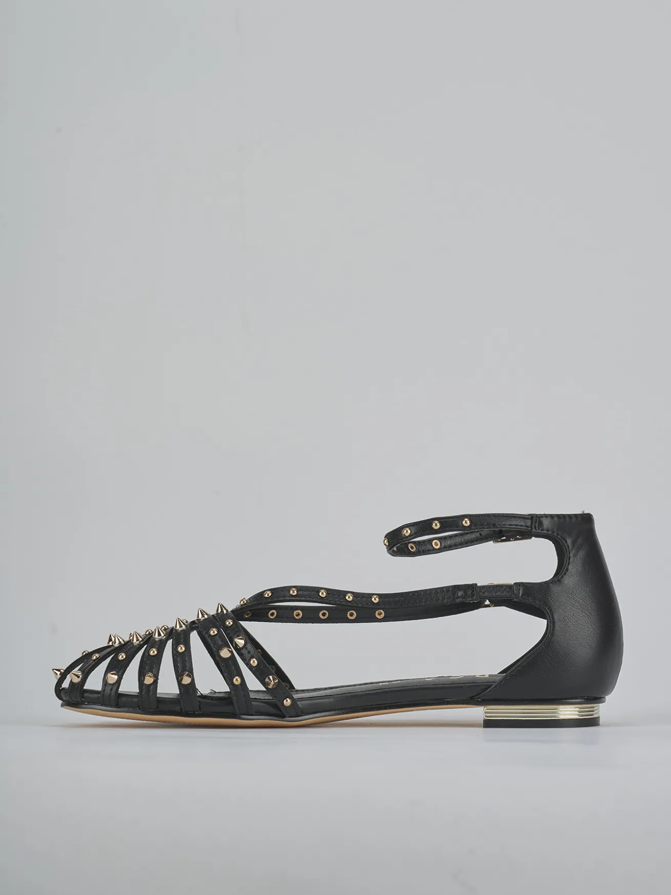 Sandali tacco 2cm pelle sostenibile nero